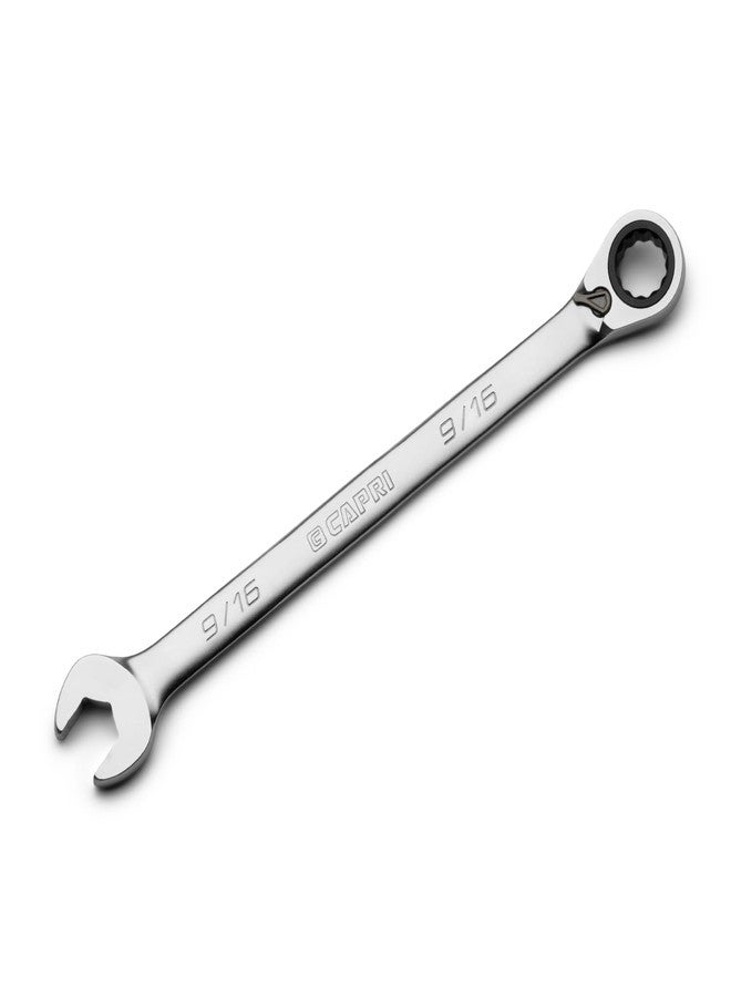 Capri Tools 9/16 in. 120-Tooth Ultra-Smooth Reversible Ratcheting Combination Wrench, XL Long Series, SAE, 12-Point - Image 1