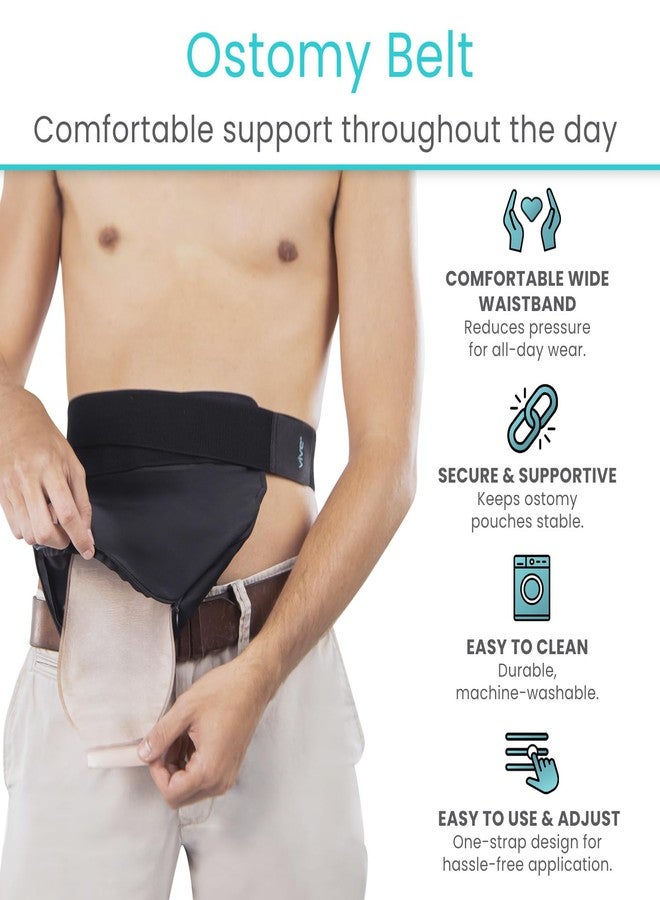 Vive Ostomy Belt for Men & Women - Adjustable Belt for Colostomy, Ileostomy, Urostomy, Ostomy Supplies - Waterproof & Odorless Abdominal Bag Cover - Stoma Guard (Black) - Image 2