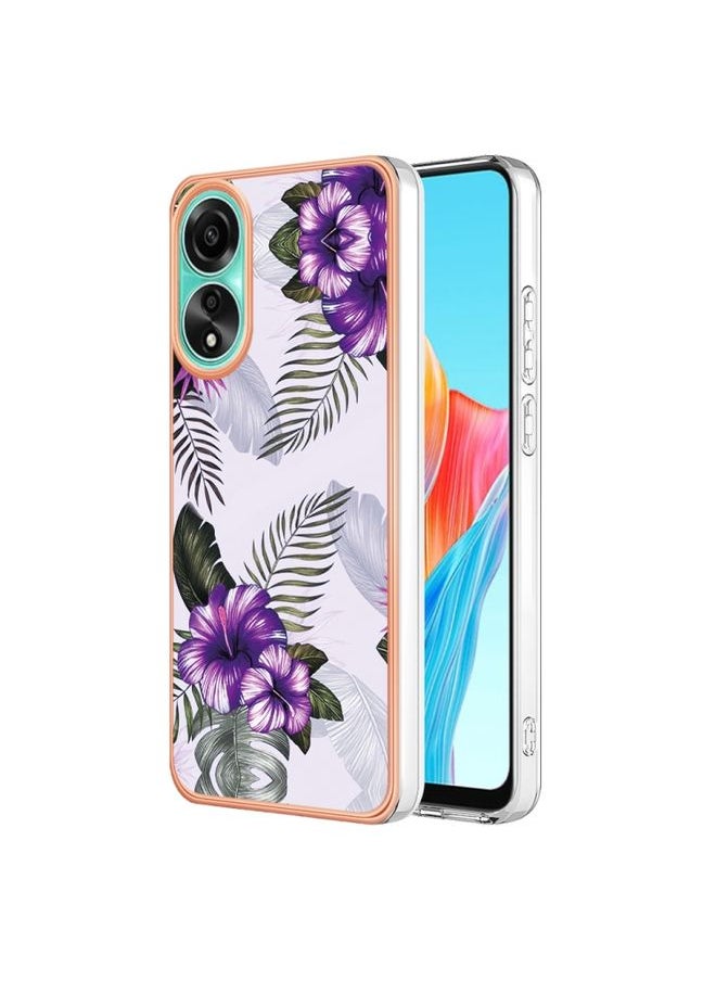 HuHa Case Cover For OPPO A78 4G Electroplating IMD TPU Phone Case Purple Flower 