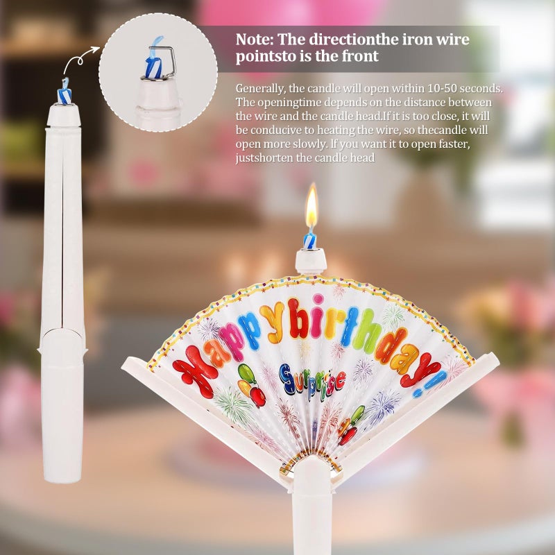 Wanheart 2Pcs Novelty Fan Birthday Candles, Pop-Up Surprise Clown Funny Trick Cake Topper Candle, Creative Happy Birthday Candles for Party Decorations & Supplies - Image 2
