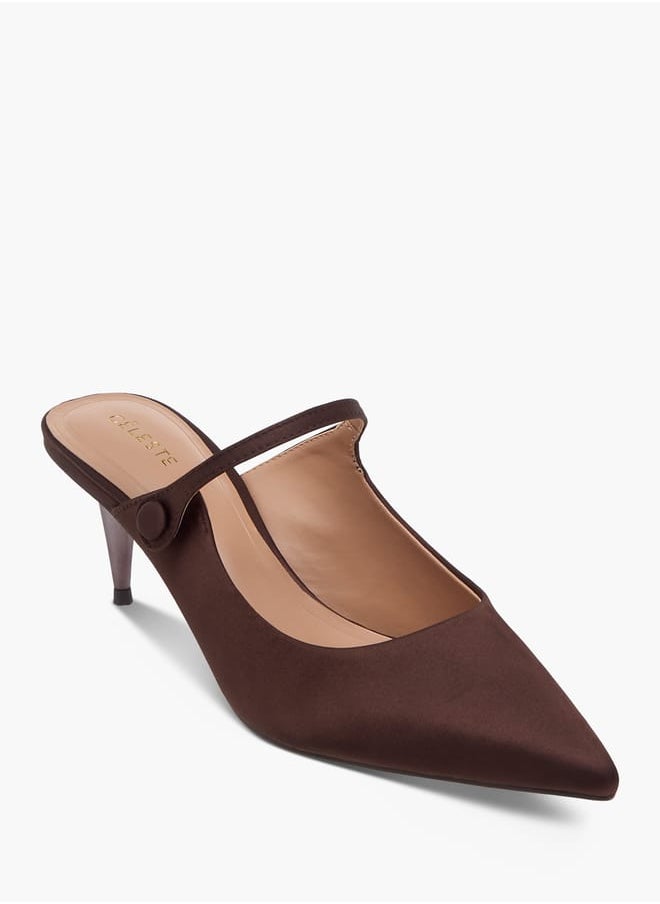 Celeste - Women's Solid Pointed Toe Slip-On Shoes with Stiletto Heels - Image 1