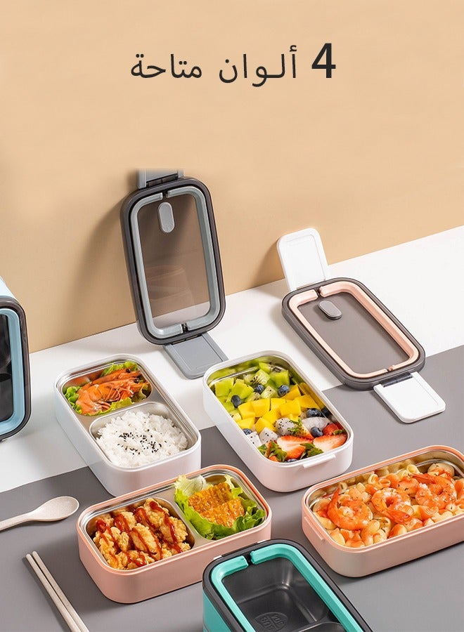 bbet Lunch Box Stainless Steel, Bento Box with 2 Compartments for Kids , Lunch Box for Office 304 Stainless Ttiffin Box Insulated Lunch Box for Adult Lunch Box Microwave Safe - Image 2