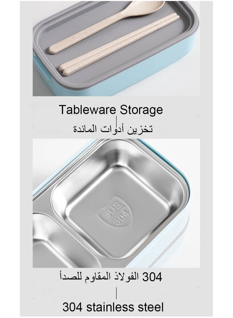 bbet Lunch Box Stainless Steel, Bento Box with 2 Compartments for Kids , Lunch Box for Office 304 Stainless Ttiffin Box Insulated Lunch Box for Adult Lunch Box Microwave Safe - Image 3