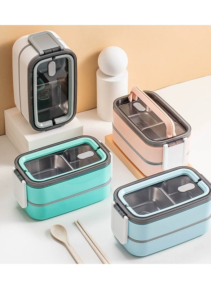 bbet Lunch Box Stainless Steel, Bento Box with 2 Compartments for Kids , Lunch Box for Office 304 Stainless Ttiffin Box Insulated Lunch Box for Adult Lunch Box Microwave Safe - Image 5