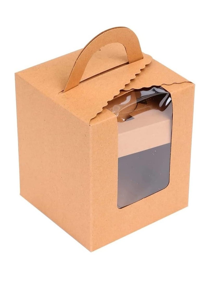 Red Dot Gift REDDOTGIFT® 50-Pack Single Cupcakes Containers Gift Boxes with Window Inserts Handle for Wedding Candy Boxes Muffin Box… (Kraft) - Image 1