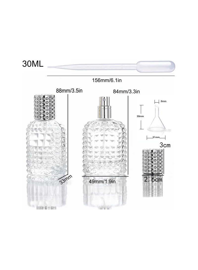 Travel Perfume Spray Bottle Set, 2 Pack 30ml and 50ml Refillable Atomizers, Portable Clear Glass Containers with 4 Dispenser Caps for Easy Travel - Image 4