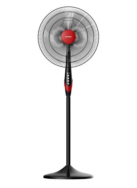 TORNADO Pedestal Stand Fan, 18 inch, Oscillation Directions, 3 Speed Levels & Adjustable Height, 4 Blades, Best for Home & Office, Black x Red - TSF-18XW
