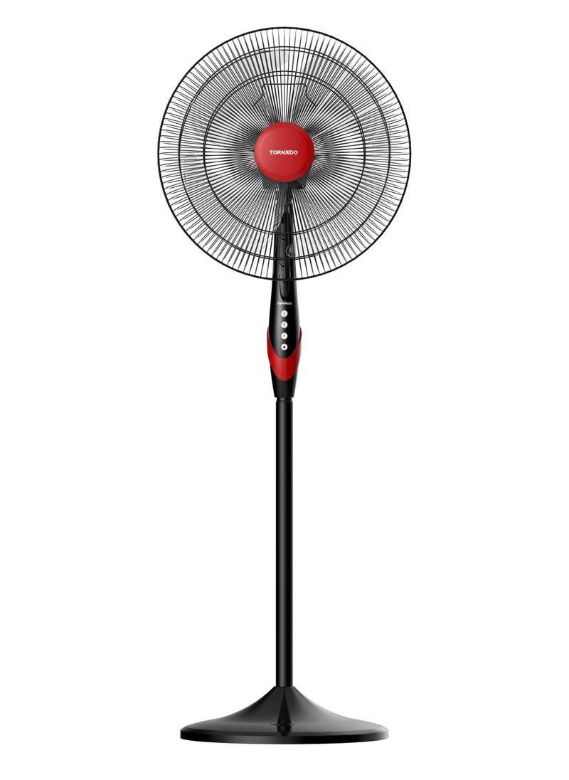 TORNADO - TORNADO Pedestal Stand Fan, 18 inch, Oscillation Directions, 3 Speed Levels & Adjustable Height, 4 Blades, Best for Home & Office, Black x Red - TSF-18XW - Image 1