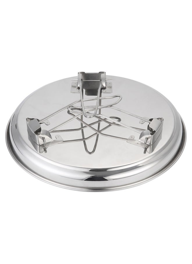 AL SANIDI Round stainless steel plate with Foldable legs, Trips plates, Silver, Size 50 Cm  - Image 4