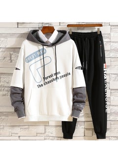 Generic Mens 2020 Fall Casual Hoodie Trendy Sportswear Set Y01 Set White 