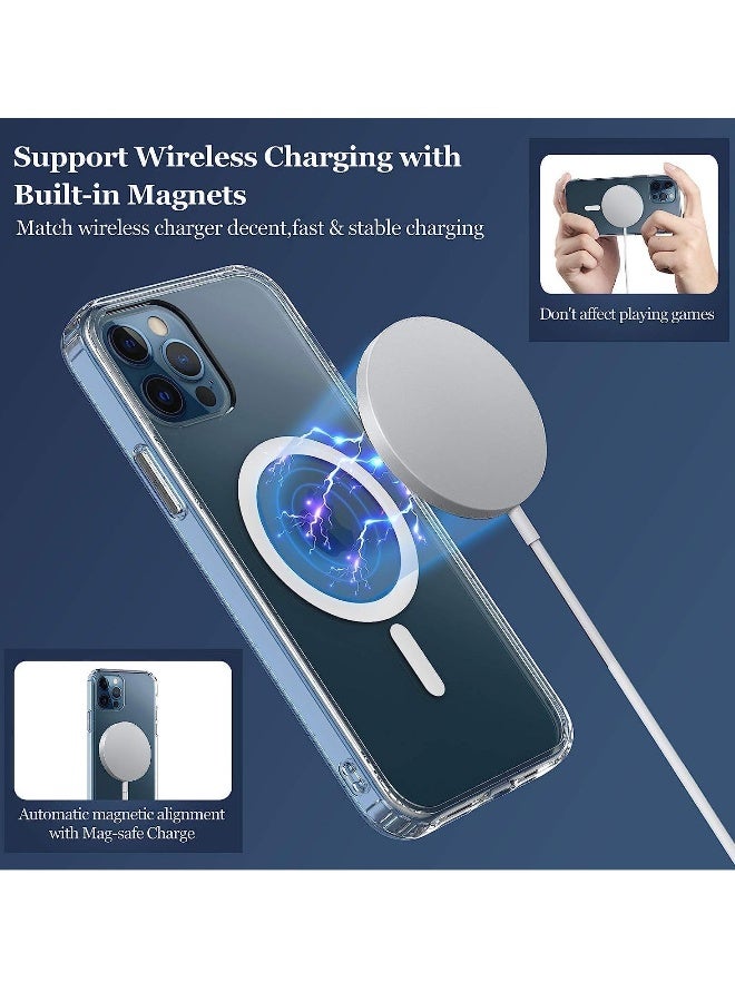 DUSALA iPhone 12 12 Pro Clear Magnetic Cover MagSafe Compatible Hybrid Protective Clear Hard Back Case Shockproof Silicone Frame | Transparent Case for Apple iPhone 12 12 Pro - Image 4