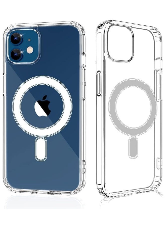 DUSALA iPhone 12 12 Pro Clear Magnetic Cover MagSafe Compatible Hybrid Protective Clear Hard Back Case Shockproof Silicone Frame | Transparent Case for Apple iPhone 12 12 Pro - Image 1