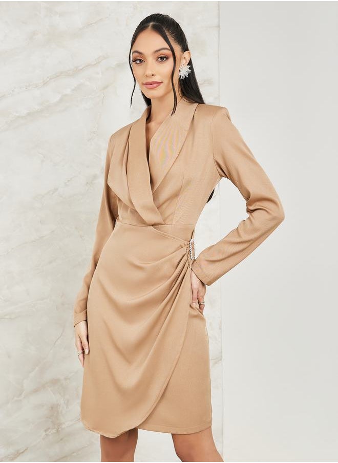 Styli - Embellished Buckle Wrap Front Blazer Dress - Image 1
