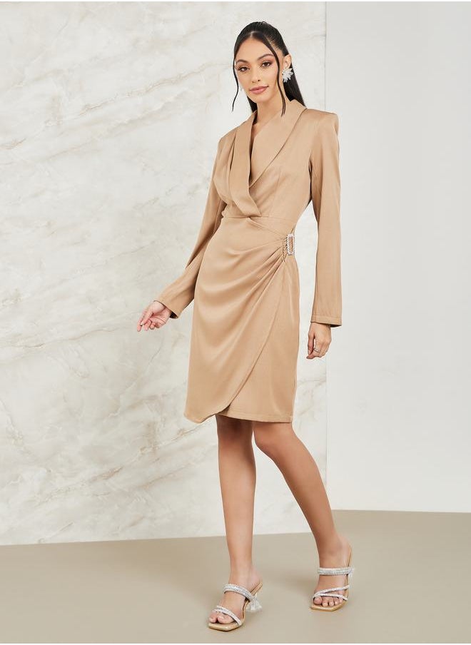 Styli - Embellished Buckle Wrap Front Blazer Dress - Image 1