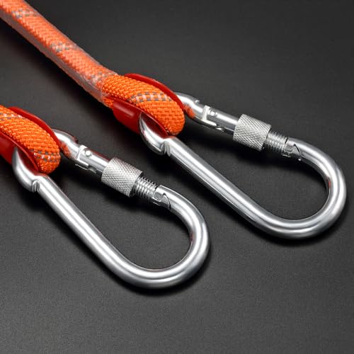 NorthPada Short Outdoor Climbing Rope Kit with Hook, Static Rope, 15 kN, 3/8 in x 10 ft, Reflective Orange - Image 3