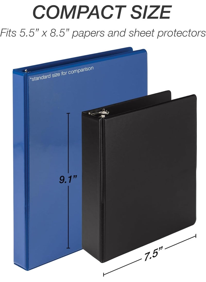Samsill Samsill Economy 2 Inch Mini 3 Ring Binder Made in The USA 91 x 75 Round Ring Binder NonStick Customizable Cover Black 6 Pack  - Image 4