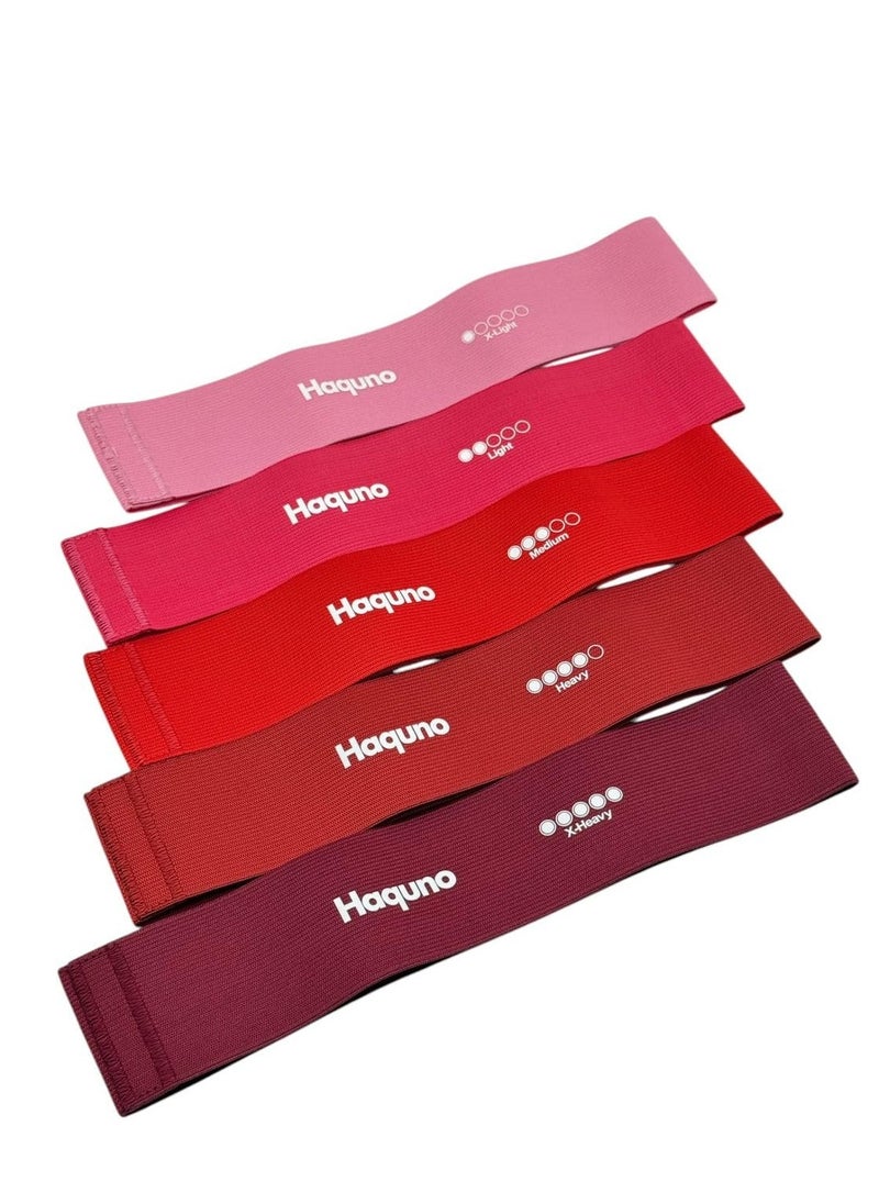 SportQ - 5 Pack Fabric Resistance Bands 10-75 lbs Workout Bands for Women and Men, Non-Slip Elastic Band for Legs and Legs Exercise, Fitness, Home Workout, Gym - Image 1