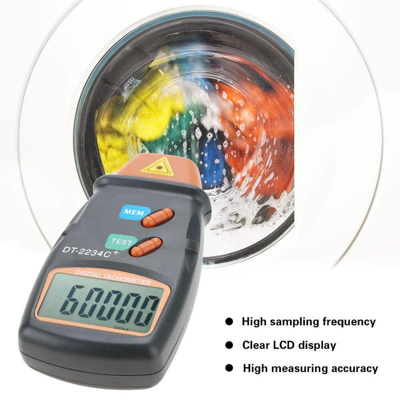 Ovenot Tachometer RPM Tester,Photo Laser Tachometer Handheld LCD Tester Speed Gun Mph,Digital Tachometer, Small Engine DT-2234C+ Non-Contact LCD Photo Mini RPM Tester Meter - Image 2