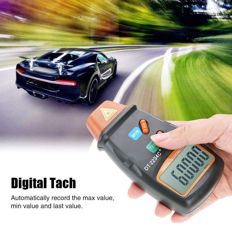 Ovenot Tachometer RPM Tester,Photo Laser Tachometer Handheld LCD Tester Speed Gun Mph,Digital Tachometer, Small Engine DT-2234C+ Non-Contact LCD Photo Mini RPM Tester Meter - Image 3