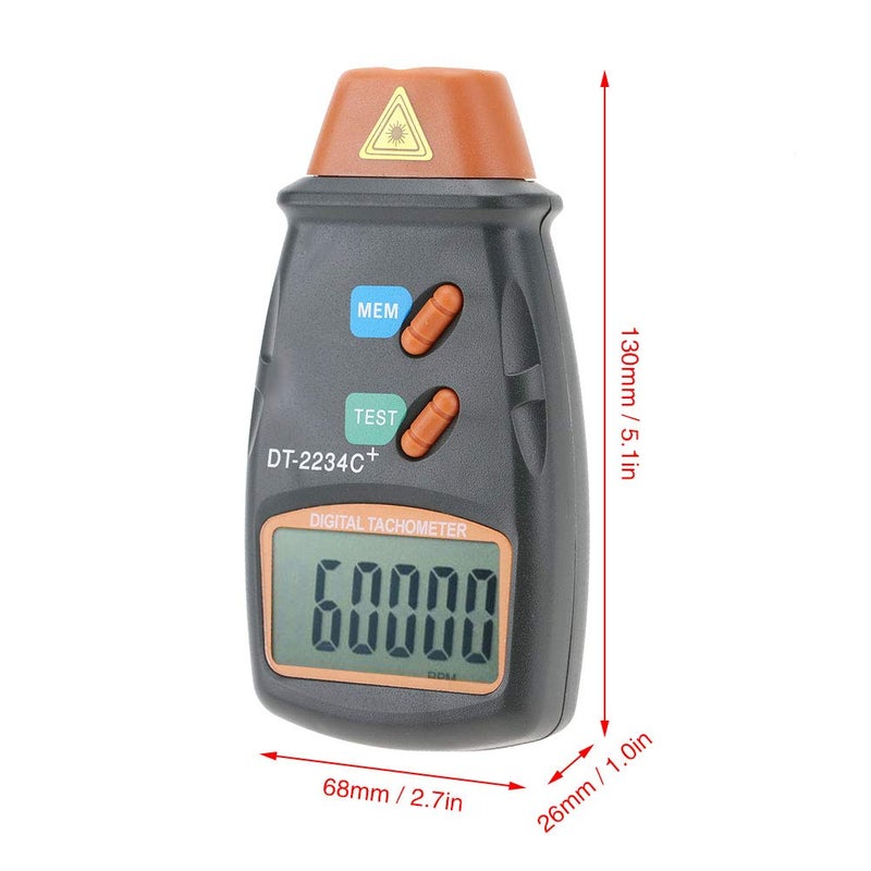 Ovenot Tachometer RPM Tester,Photo Laser Tachometer Handheld LCD Tester Speed Gun Mph,Digital Tachometer, Small Engine DT-2234C+ Non-Contact LCD Photo Mini RPM Tester Meter - Image 1