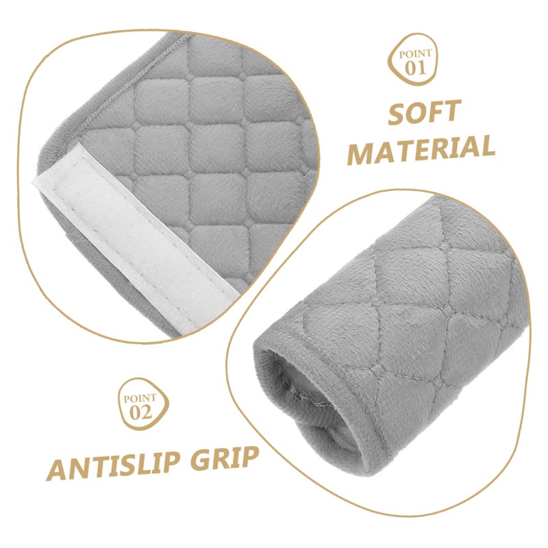 Gray Velvet Interior Car Door Handle Cover Protector Easy Clean Secure Grip - Image 4