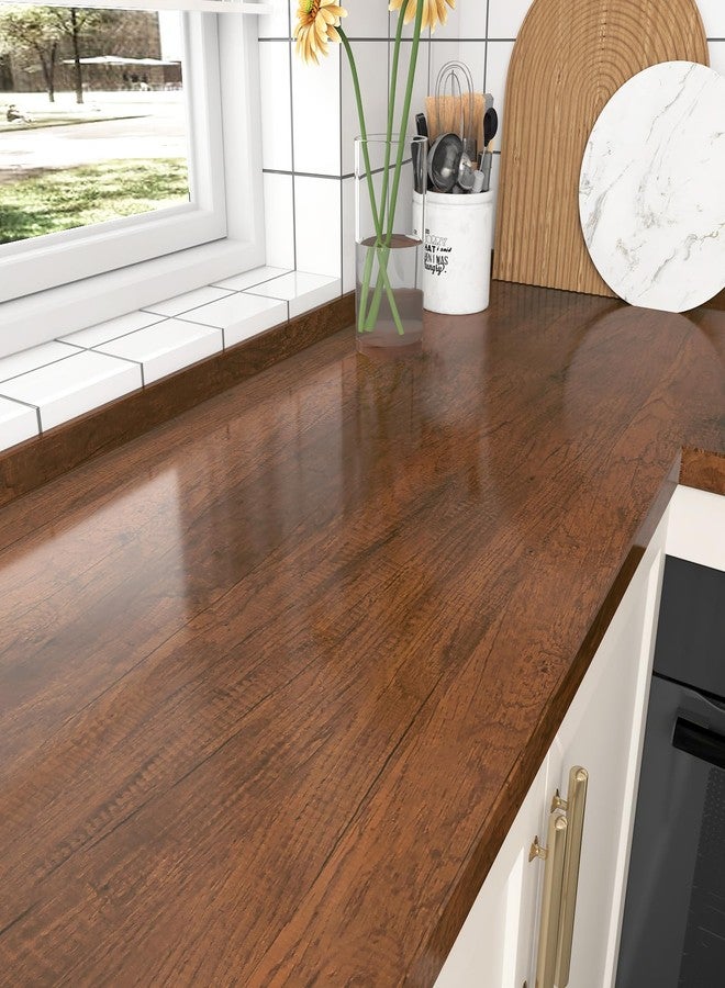 Wallercity Brown Peel and Stick Wood Grain Contact Paper Wood Look Self Adhesive Wallpaper for Countertop Drawer Peel and Stick Countertops Contact Paper Waterproof Vintage for Cabinets 15.8''x78.7'' - Image 1