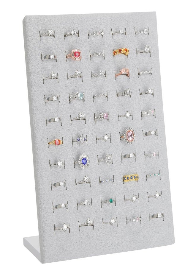 KUKUVR Velvet L-Shaped 50 Slots Ring Earring Holder Display Stand, jewelry Ring Earring Organizer Case Tray for Women & Selling Show (Grey) - Image 1