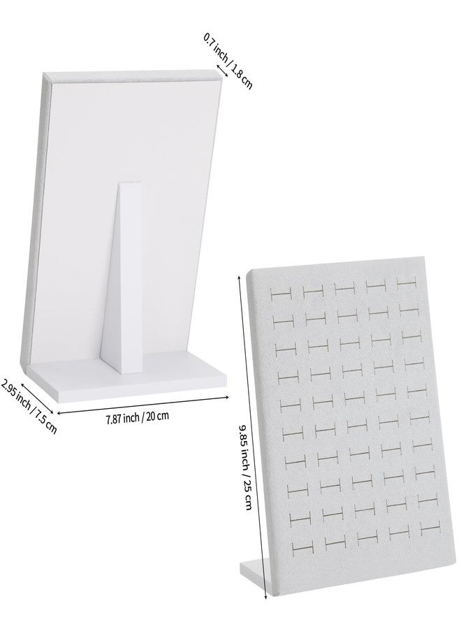 KUKUVR Velvet L-Shaped 50 Slots Ring Earring Holder Display Stand, jewelry Ring Earring Organizer Case Tray for Women & Selling Show (Grey) - Image 2