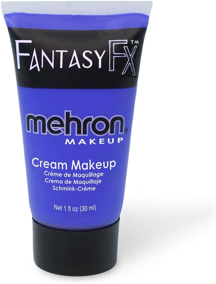 Mehron Blue Fantasy FX Cream Makeup - Water-Based Face and Body Paint (1 oz) - Image 1