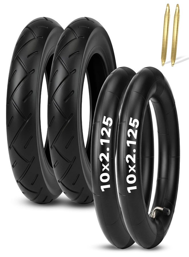 EMERK 10x2.125 Scooter Tire & Tube Set: EMERK 10 Inch Wear-Resistant Pneumatic Replacement Scooter Tires and Inner Tubes with 90° Bent Valve and 2 Tire Levers (2-Pack) - Image 1