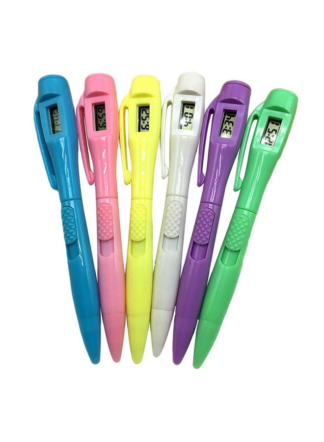 بي اكس تي قلم حبر جاف من BXT، 6 قطع، مزود بساعة إلكترونية، قلم حبر جاف برأس رفيع 0.5 مم، مزود بساعة زمنية للفحص والكتابة وتدوين الملاحظات، ولوازم القرطاسية المدرسية - Image 1