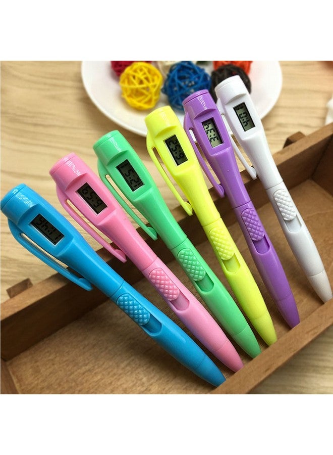 بي اكس تي قلم حبر جاف من BXT، 6 قطع، مزود بساعة إلكترونية، قلم حبر جاف برأس رفيع 0.5 مم، مزود بساعة زمنية للفحص والكتابة وتدوين الملاحظات، ولوازم القرطاسية المدرسية - Image 5