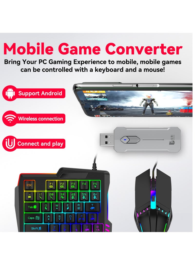 general Classic Mobile Gaming Keyboard Mouse Converter Gamwing X8 Pro Set 5 in 1 Mobile Game Combo Pack for Android HarmonyOS Hyper OS Samsung, AI Control Function Bluetooth 5.3 Connection - Image 2
