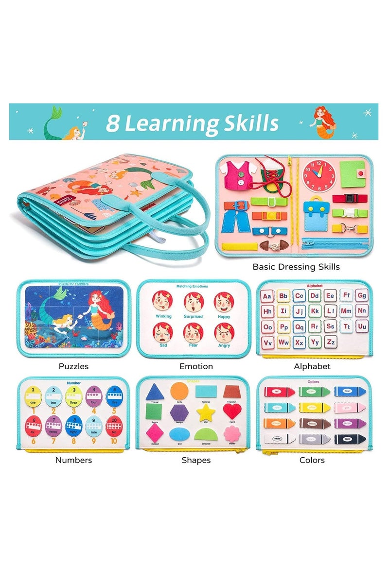 فلوشرينيك لوحة أنشطة للأطفال الصغار من مونتيسوري للأطفال من عمر 1 إلى 4 سنوات، أنشطة تعليمية حسية لتعلم المهارات الحركية الدقيقة - ألعاب سفر للطائرة والسيارة، هدية للأولاد والبنات - Image 3