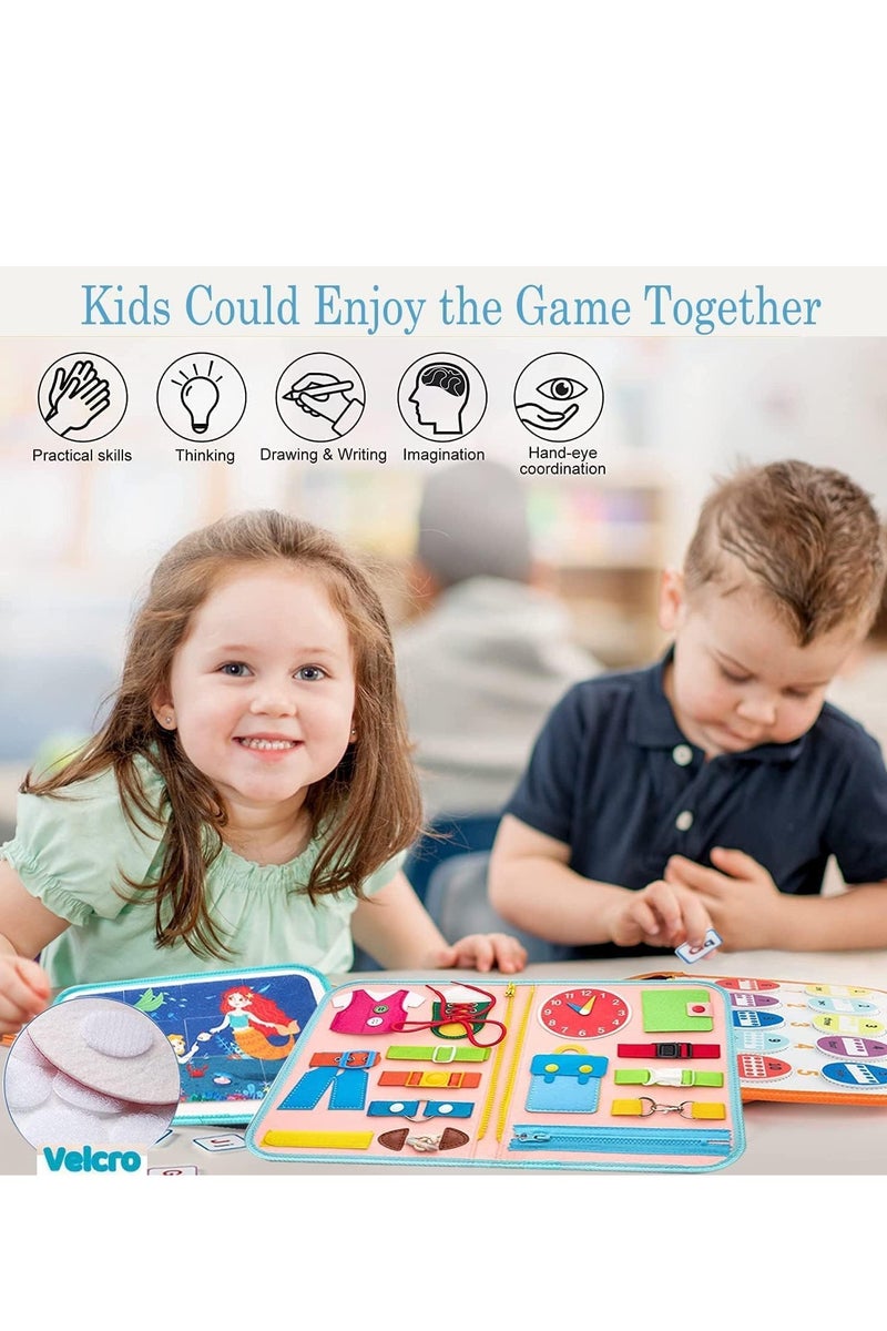 فلوشرينيك لوحة أنشطة للأطفال الصغار من مونتيسوري للأطفال من عمر 1 إلى 4 سنوات، أنشطة تعليمية حسية لتعلم المهارات الحركية الدقيقة - ألعاب سفر للطائرة والسيارة، هدية للأولاد والبنات - Image 4