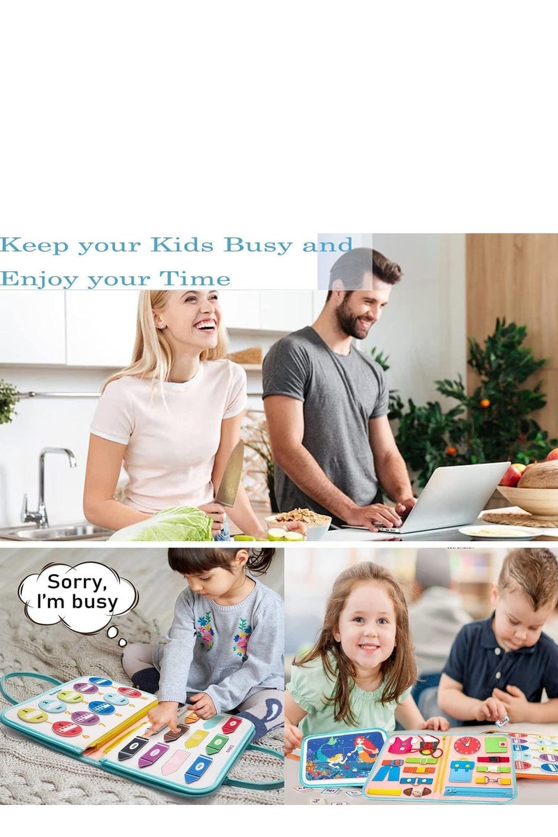 فلوشرينيك لوحة أنشطة للأطفال الصغار من مونتيسوري للأطفال من عمر 1 إلى 4 سنوات، أنشطة تعليمية حسية لتعلم المهارات الحركية الدقيقة - ألعاب سفر للطائرة والسيارة، هدية للأولاد والبنات - Image 5