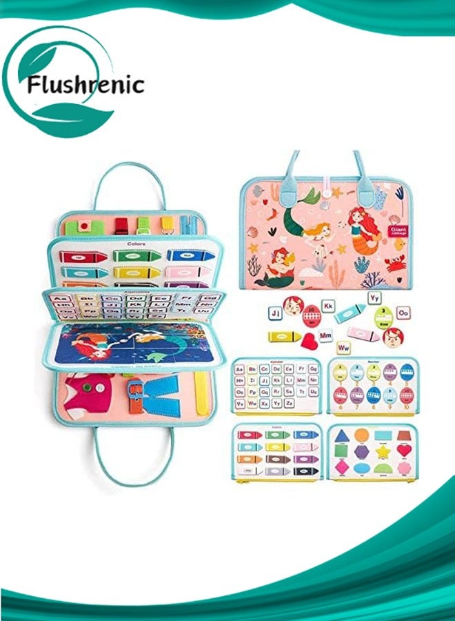 فلوشرينيك لوحة أنشطة للأطفال الصغار من مونتيسوري للأطفال من عمر 1 إلى 4 سنوات، أنشطة تعليمية حسية لتعلم المهارات الحركية الدقيقة - ألعاب سفر للطائرة والسيارة، هدية للأولاد والبنات - Image 1