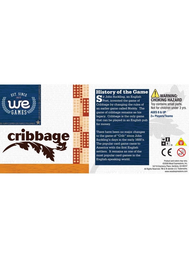 WE Games Classic Cribbage Set - Solid Oak Wood Continuous 2 Track Board with Metal Pegs - Image 5