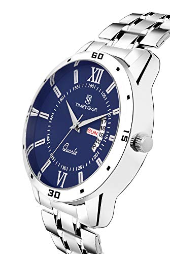 TIMEWEAR Casual Day Date Stainless Steel Watch Collection For Men Analogue Men's Watch(Blue Dial & Silver Colored Strap)-231Bdtg - Image 2