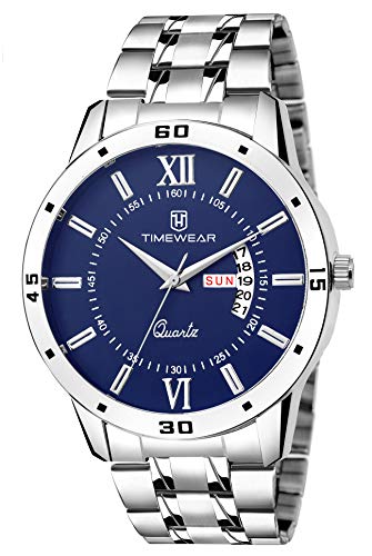 TIMEWEAR Casual Day Date Stainless Steel Watch Collection For Men Analogue Men's Watch(Blue Dial & Silver Colored Strap)-231Bdtg - Image 1