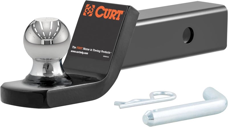 كيرت CURT 45131 مرفق وصلة مقطورة من نوع فيوجن مع كرة بقطر 1-7/8 بوصة ودبوس، يناسب مستقبل 2 بوصة، سعة 5,000 رطل، انخفاض 2 بوصة، طلاء مسحوق أسود لامع - Image 1