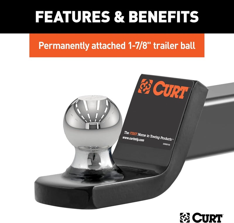 كيرت CURT 45131 مرفق وصلة مقطورة من نوع فيوجن مع كرة بقطر 1-7/8 بوصة ودبوس، يناسب مستقبل 2 بوصة، سعة 5,000 رطل، انخفاض 2 بوصة، طلاء مسحوق أسود لامع - Image 5