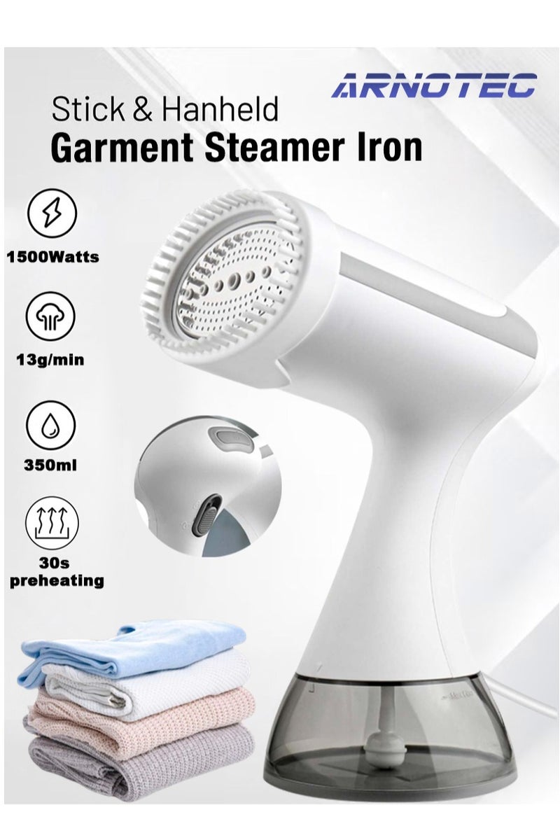 ARNOTEC Handheld Garment Steamer Iron – 1500W Portable Clothes Steamer with 0.8L Water Tank, Fast 30s Preheat, 13g/min Steam Output, Titanium Plate, Dual Dry & Wet Ironing – Ideal for Travel & Home Use (UK Plug)  - Image 1