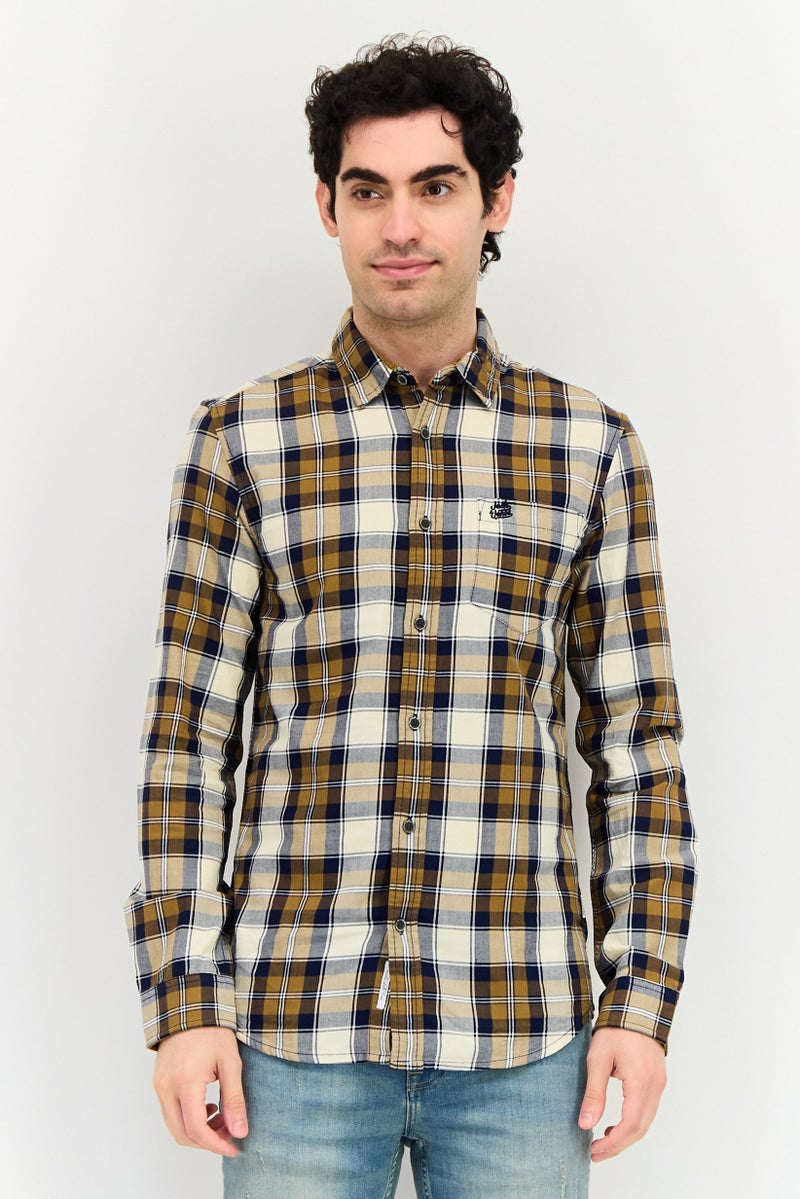 JACK & JONES Men Slim Fit Plaid Long Sleeve Casual Shirt, Multicolor - Image 1