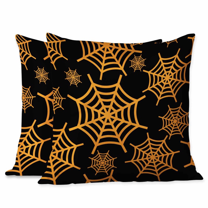 Beabes Beabes Throw Pillow Covers Halloween Spider Web Decor Square Cushion Pillows Cover 18X18 Inch for Men Women for Couch Bedroom Sofa Pack of 2  - Image 1