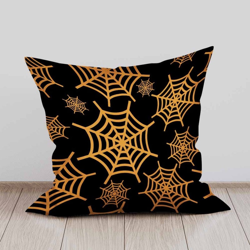 Beabes Beabes Throw Pillow Covers Halloween Spider Web Decor Square Cushion Pillows Cover 18X18 Inch for Men Women for Couch Bedroom Sofa Pack of 2  - Image 3