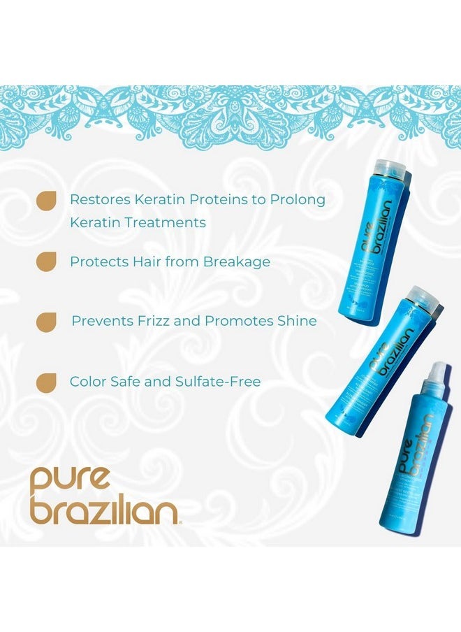 Pure Brazilian Pure Brazilian 3-Piece Daily Essentials Kit: Anti-Frizz Shampoo, Conditioner & Miracle Leave-In Conditioner with Keratin, Cocoa Butter & Bulgarian Rose Wate  - Image 2