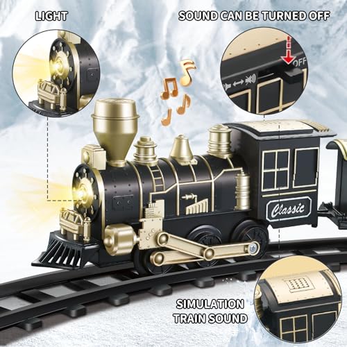JQ JUQU JUQU Electric Train Set for Kids Ages 4-8 – Christmas Tree Train Set with Locomotive Engine, Cars, Tracks & Accessories, Classic Toy Trains for Boys & Girls for Around or Under Tree - Image 3