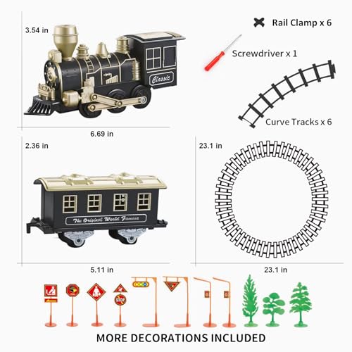 JQ JUQU JUQU Electric Train Set for Kids Ages 4-8 – Christmas Tree Train Set with Locomotive Engine, Cars, Tracks & Accessories, Classic Toy Trains for Boys & Girls for Around or Under Tree - Image 4