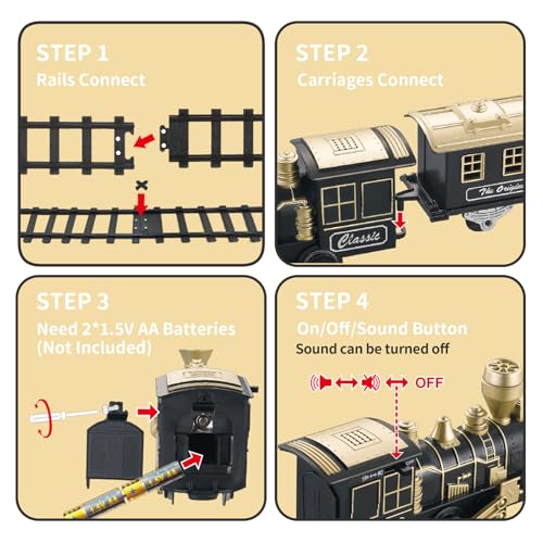 JQ JUQU JUQU Electric Train Set for Kids Ages 4-8 – Christmas Tree Train Set with Locomotive Engine, Cars, Tracks & Accessories, Classic Toy Trains for Boys & Girls for Around or Under Tree - Image 5